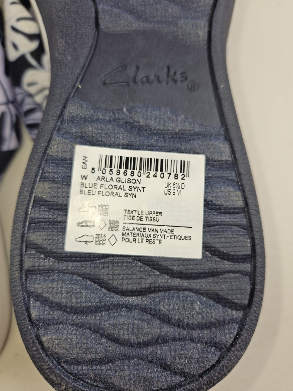 Brand New Size 9 Clarks Cloudsteppers Navy Floral Thong Sandals - Women - Picture 8 of 9